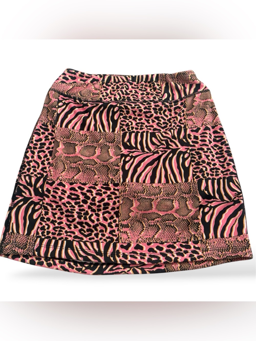 HOT LAVA Y2K Patchwork Animal Print Snakeskin Zebra Pink Mini Skort